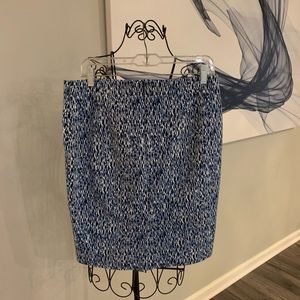 Willi Smith Royal Blue-Black graphic pencil skirt